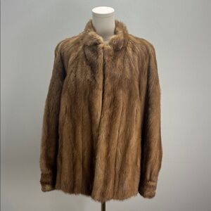Vintage I. Magnin & Co Mink Fur Coat Light Brown Stroller Womens Small Medium